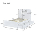 Twin Size Storage Platform Bed Frame with with Two Drawers and Light Strip Design in Headboard,White