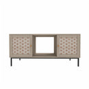 Elegant Veener Weaving Design Coffee Table With 4 Sliding Doors - Natural Wood