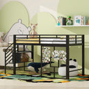 Twin Low Loft Bed Frame With Storage Staircase - Black