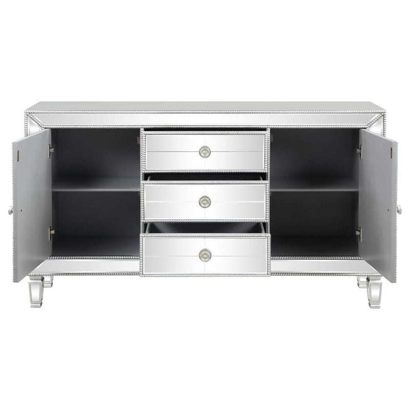 Leticia 3-Drawer Mirrored Storage Accent Cabinet - Silver - Atlantic Fine Furniture Inc