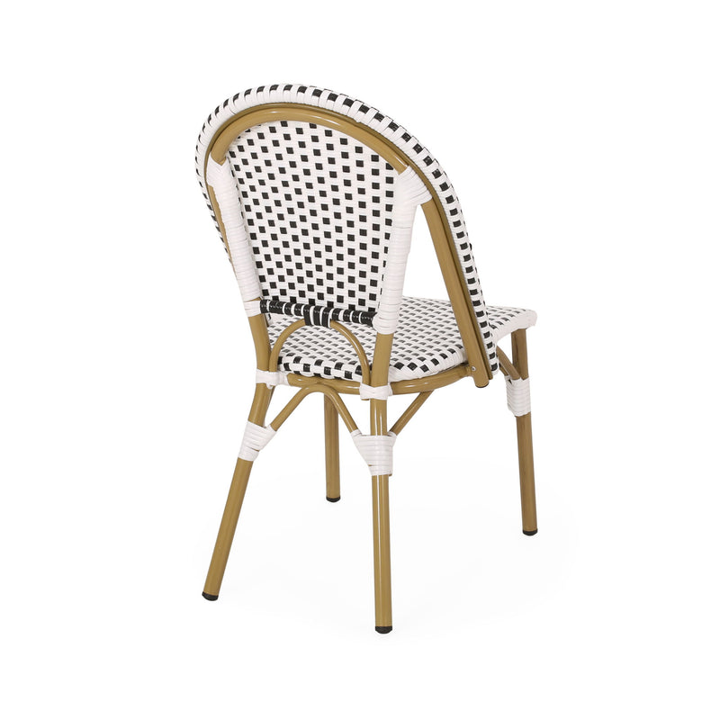 Outdoor Rattan And Aluminum French Bistro Chairs Set
