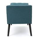 Modern Fabric Bench With Padded Seat And Wide U Shape Design - Teal