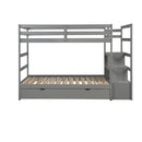 Twin over Twin/King (Irregular King Size) Bunk Bed with Twin Size Trundle, Extendable Bunk Bed   (Gray)(OLD SKU :LP000032AAE)