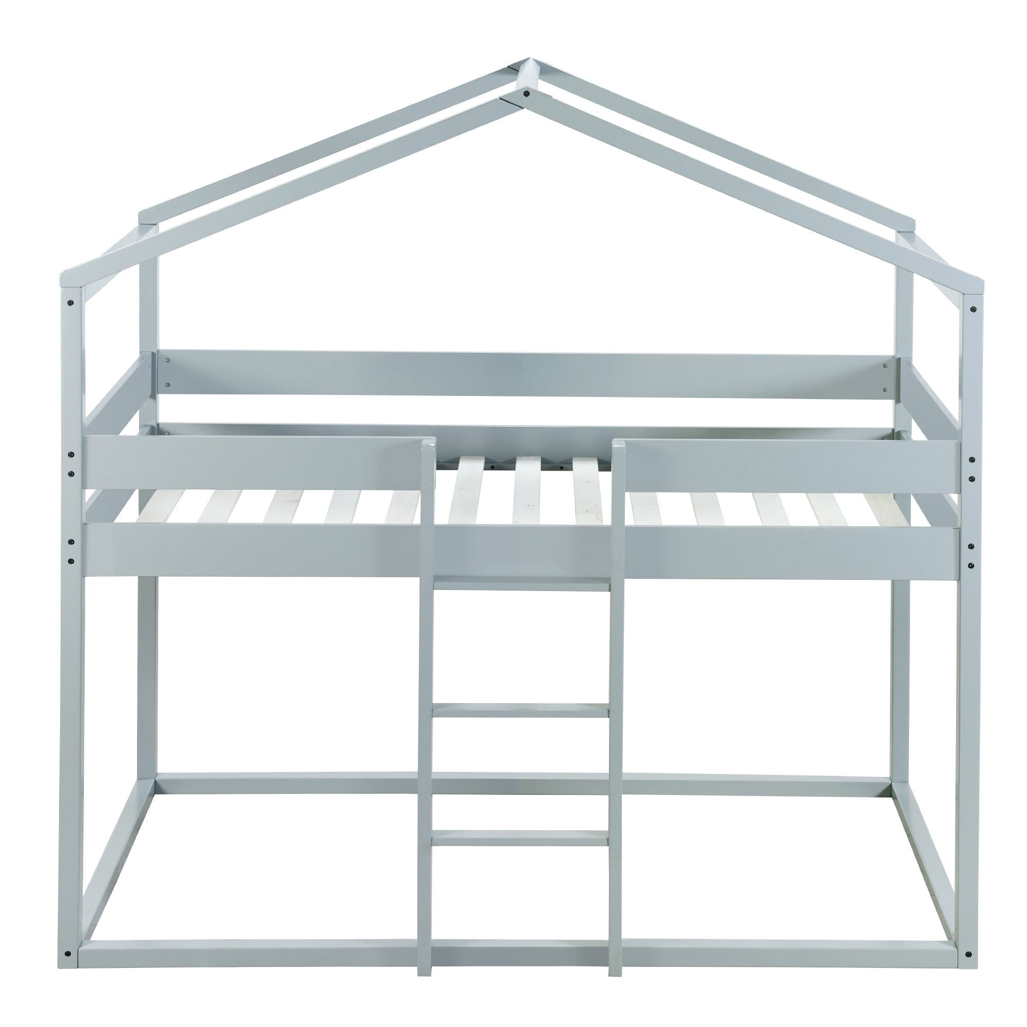 Twin Over Twin Bunk Bed Wood Bed with Tent, Gray - Atlantic Fine Furniture Melbourne FL