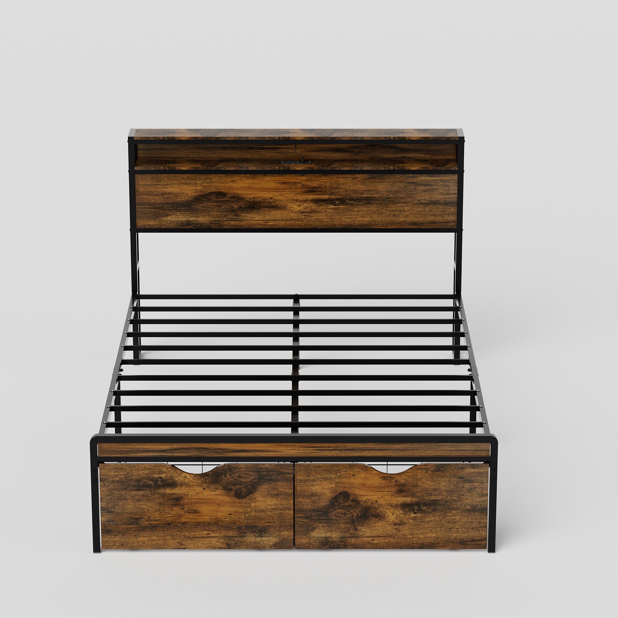 Full Size Metal Bed Frame with Headboard and Footboard, Black Heavy Duty Mattress Foundation with Steel Slat Support, Noise Free,81.73"L x 54.13"W x 38.96"H