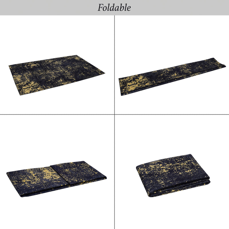 Maval - 8' X 10' Washable Area Rug - Black / Gold
