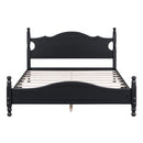 Queen Size Wood Platform Bed Frame,Retro Style Platform Bed with Wooden Slat Support,Black