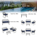 4 Piece Wicker Patio Furniture Set With Tempered Glass Table And Detachable Cushions