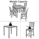 5 Piece Dining Table Set, Wooden Dining Square Table Set For 4, Counter Height Kitchen Table Set With Square Table And 4 Upholstered Chairs - Gray