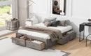 Queen Size Platform Bed with 6 Storage Drawers,Antique Gray