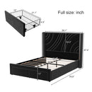 Modern Upholstered LED Bed Frame With Storage Drawers, Wingback Headboard, RGB Light
