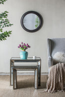 Circle Wall Mirror With Wooden Frame, Antique Classic Accent Mirror, For Living Room - Black