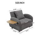 Convertible Single Chair Bed 3 In 1 Sofa With Computer Board And USB Ports - Gray