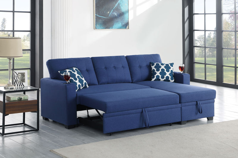 82" Width Sectional With Storage Chaise And Cupholder Armrest