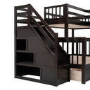 L Shaped Bunk Bed With 3 Drawers, Portable Desk And Wardrobe
