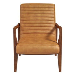 Micah - Genuine Tan Leather Accent Chair - Orange