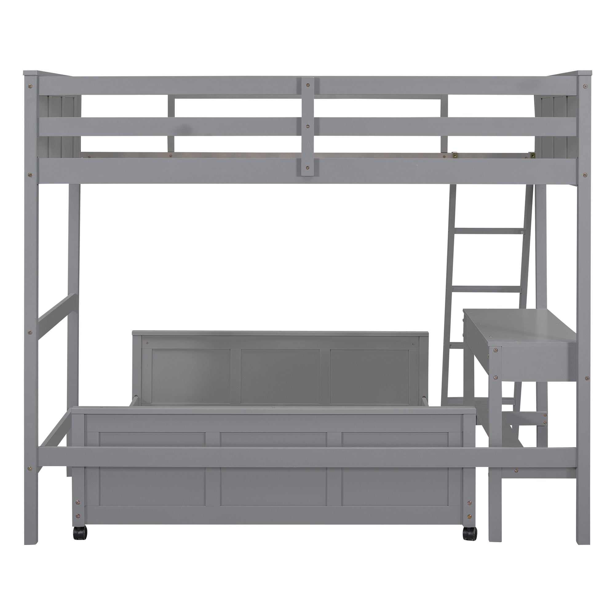 Twin Over Full Bunk Bed with Desk, Gray - Atlantic Fine Furniture Melbourne FL
