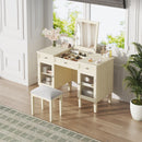 Multi Functional 2 In 1 Vanity Desk With Flip Top Mirror Material - White Oak
