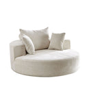 Single Swivel Chair, Fluffy Modern Sleeper, 360 Degree Swivel Chair For Living Room - Beige