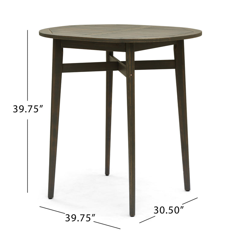 Outdoor Acacia Wood Bar Table With Slat Top