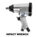 71 Piece Air Tool And Accessories Kit, Impact Wrench, Air Ratchet, Die Grinder, Aire Hammer, Hose Fittings, Storage Case - Black / Silver