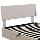 Full Size Sleigh Bed with Side-Tilt Hydraulic Storage System, Linen Upholstery, Beige