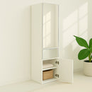Elise - Slim Modular Wood Closet Cabinet With Mirror In Durable Melamine Construction - White
