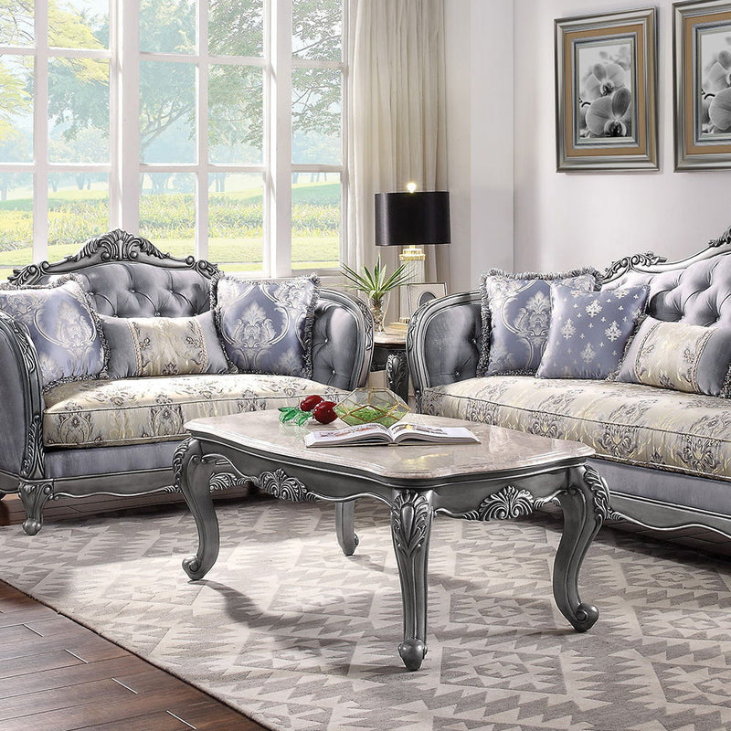 Ariadne - Coffee Table - Marble Top & Platinum