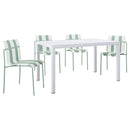 4 Piece Set Of Modern Color Block Designed Single Chairs With Long Table
