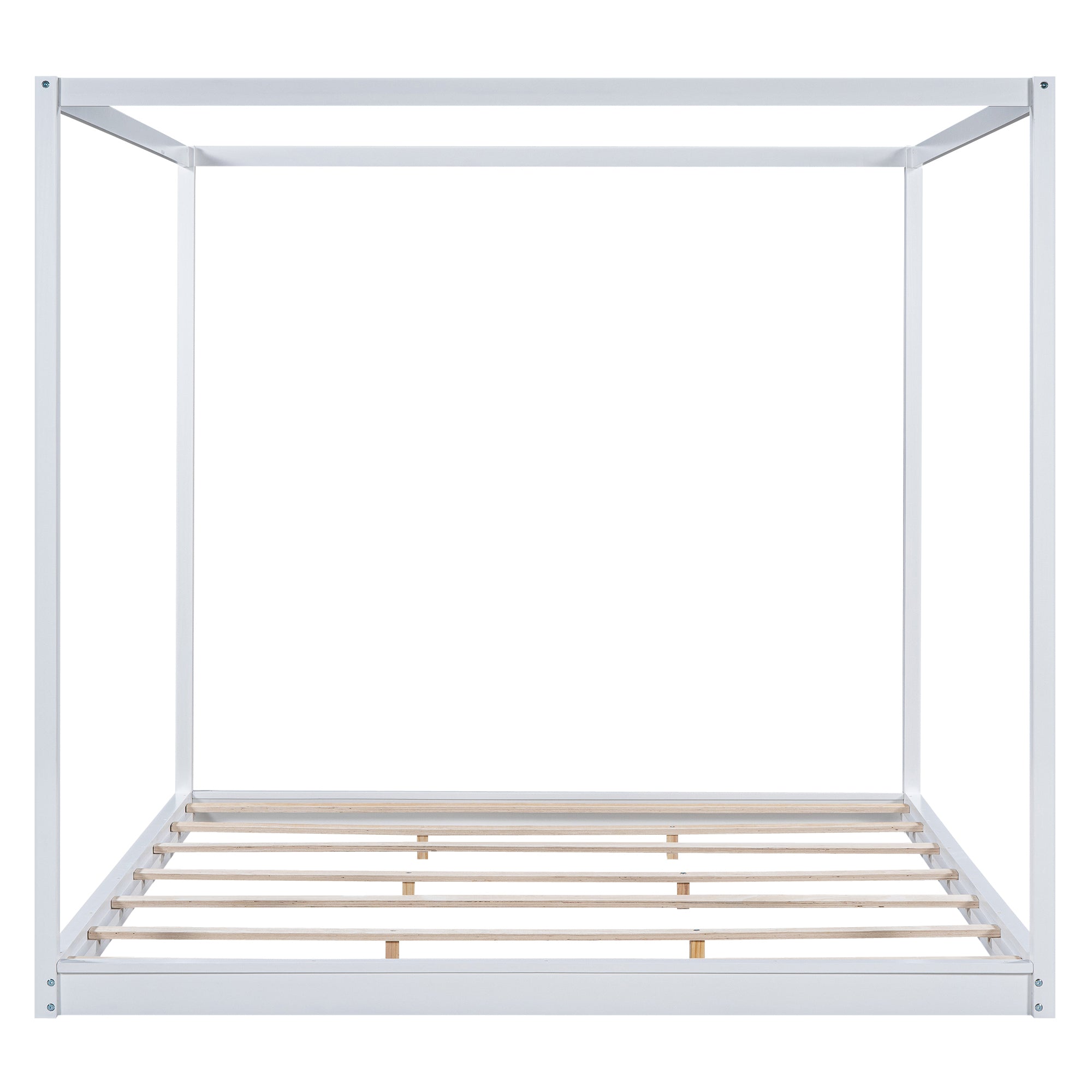 King Size Canopy Platform Bed with Support Legs,White - Atlantic Fine Furniture Melbourne FL