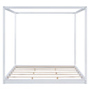 King Size Canopy Platform Bed with Support Legs,White