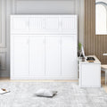 Wall Murphy Bed With Desk And Storage Shelves And Big Cabinets