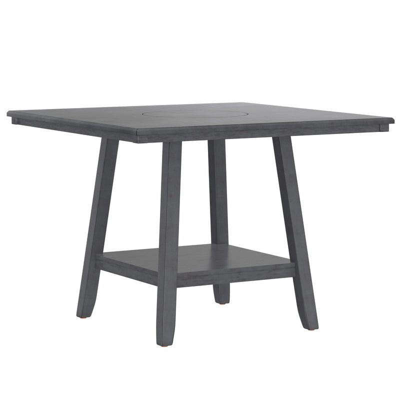 Counter Height Dining Table With Tapered Base And Lazy Susan - Gray
