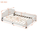 Full Size Upholstered Daybed with Cloud Shaped Headboard, Embedded Elegant Copper Nail Design, Beige