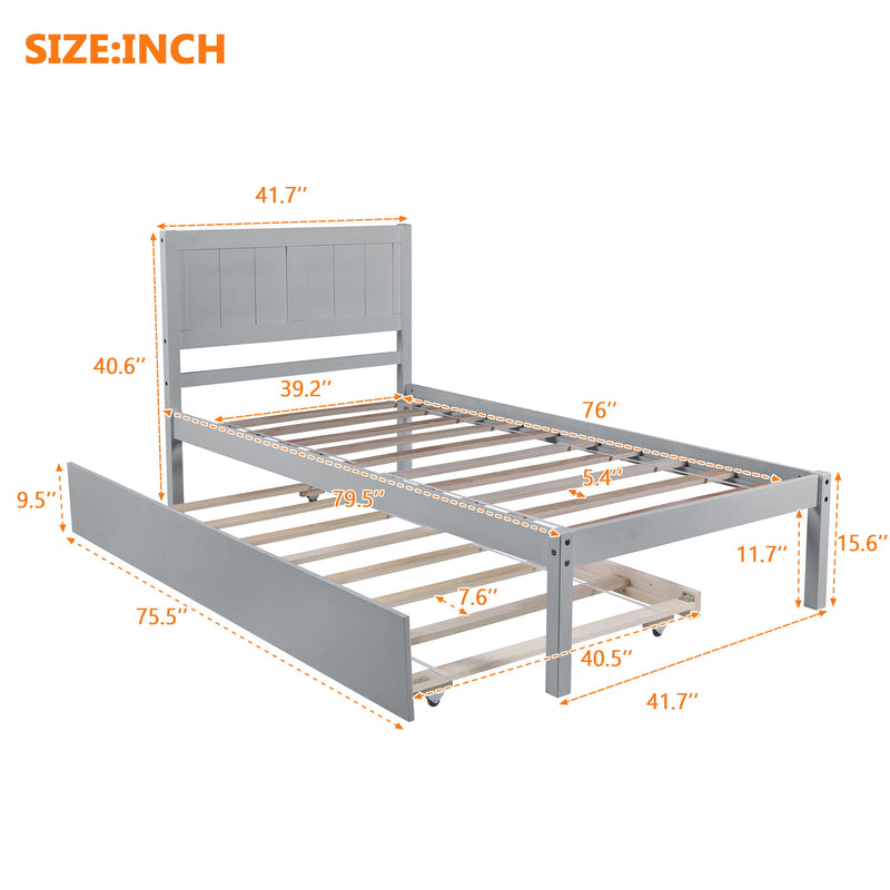 Platform Bed With Trundle - Wood