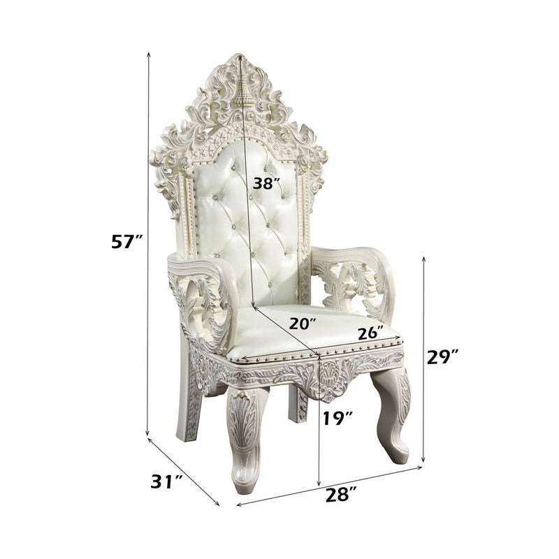 Adara - Dining Chair (Set of 2) - White PU & Antique White Finish - Atlantic Fine Furniture Inc