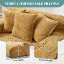 Chenille Interior Lazy Sofa Chaise Longue Armchair With 3 Pillows And Armrests