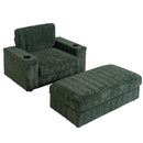 Oversized Chaise Lounge Indoor Rabbit Fur Sofa Bed With Storage Ottoman And Armrests Cup Holders With Deep Seat