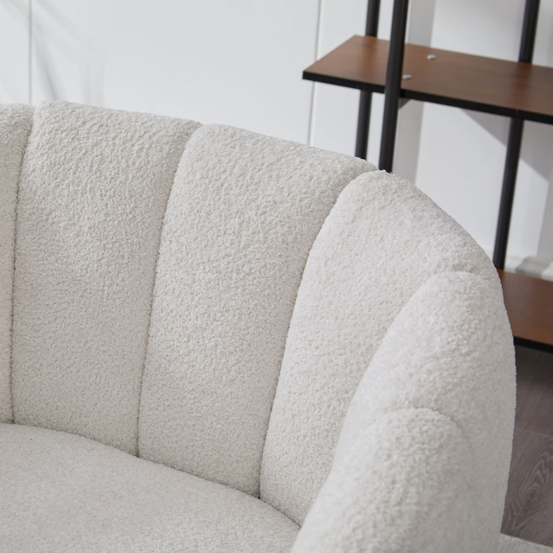 3 Piece Small Living Room Furniture Set, Sofa Loveseat & 2 Armchairs - Ivory