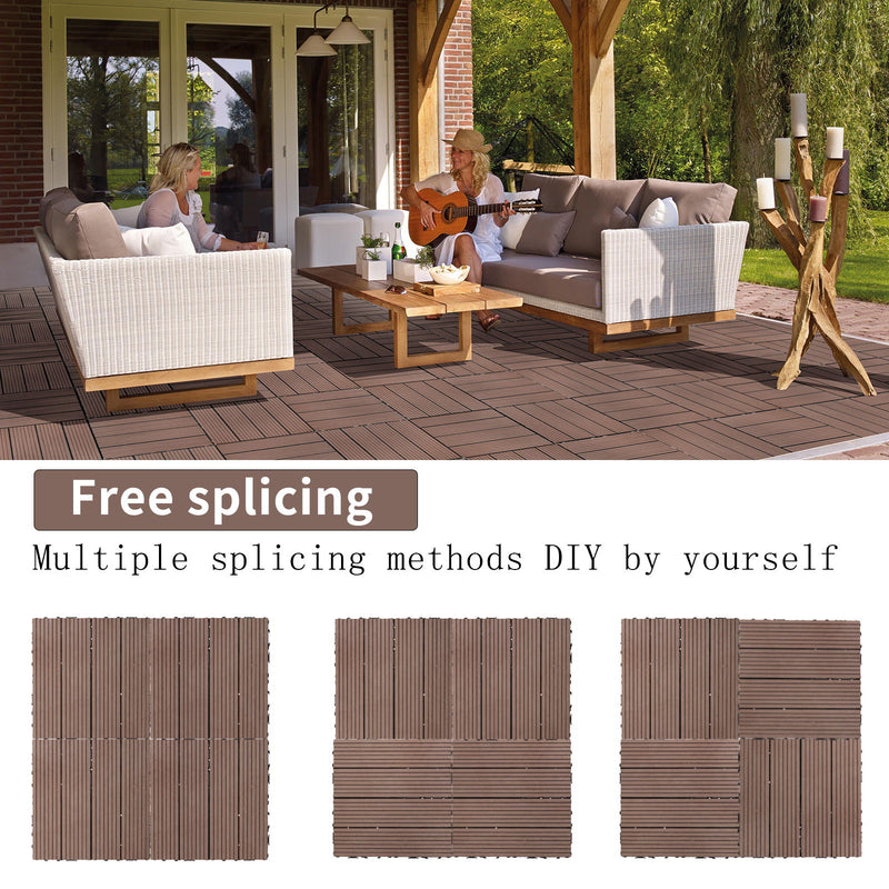 Wood Plastic Composite Deck Tiles, Sustainable Composite Decking Resist Rust, Water, Weather, Easy To Diy & Maintain