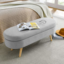 Ottoman Oval Storage Bench With Rubber Wood Legs Linen - Gray