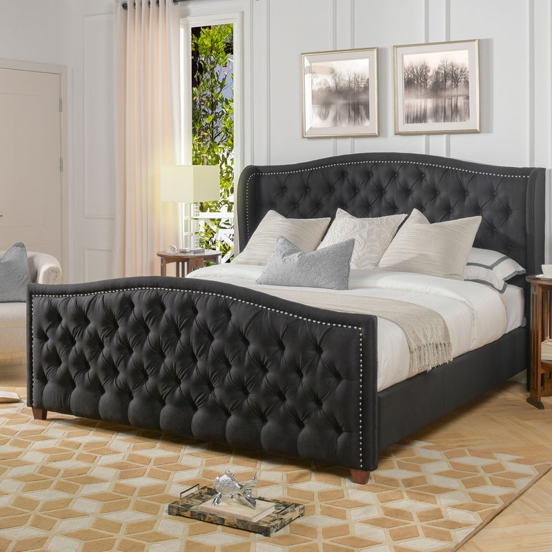 Marcella - Upholstered Shelter Headboard Bed Set