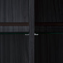 Modern Style Tall Display Cabinet With LED Lighting, Tempered Glass Door, 2 Drawers