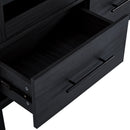 Modern Style Tall Display Cabinet With LED Lighting, Tempered Glass Door, 2 Drawers