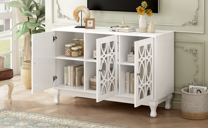 Modern Mirrored TV Stand, 3 Adjustable Shelves For Living Room