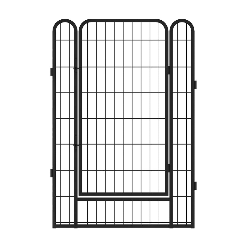 81.1" 12 Panels Heavy Duty Metal Playpen With Door, Dog Fence Pet Exercise Pen For Outdoor - Black