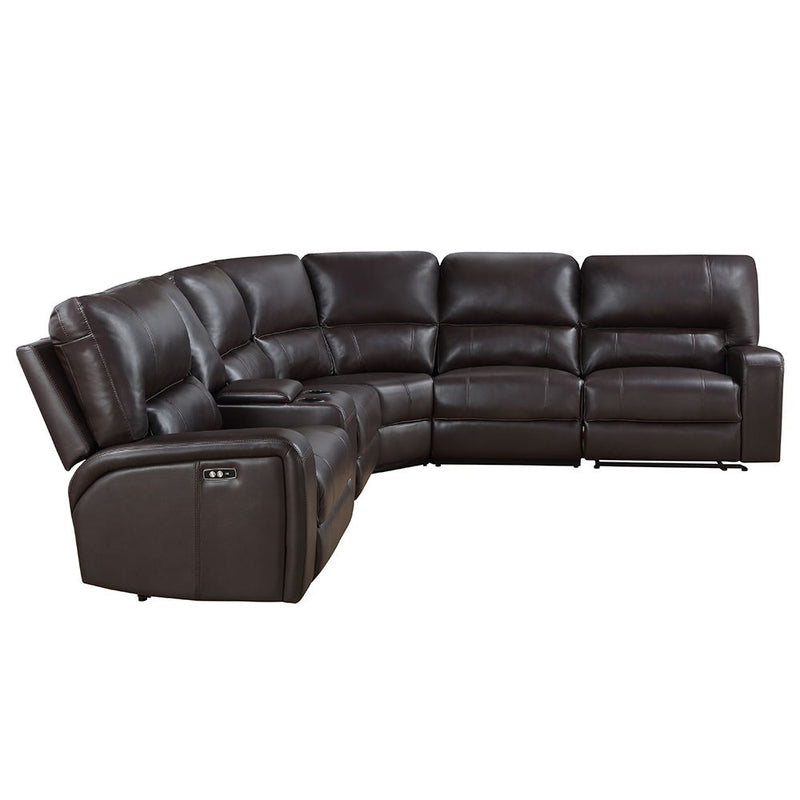 Saul - Power Motion Sectional Sofa - Espresso Leather-Aire