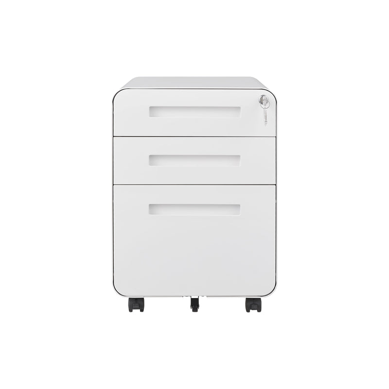 3 Drawer Mobile File Cabinet Under Desk Office, Simple Style Versatile Storage Cabinet For Legal / Letter / A4 Files, 5 Wheel Design Anti-Tilting Cold Rolled Steel Waterproof Moisture-Proof