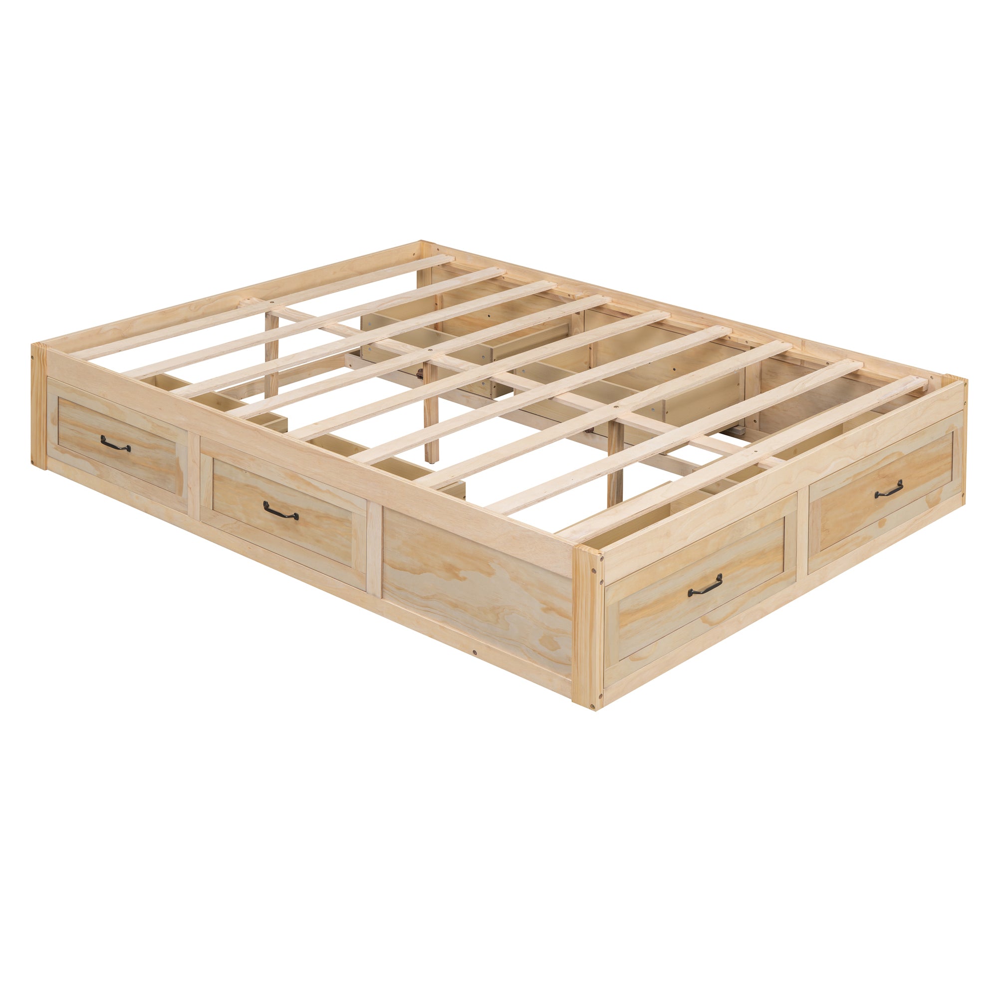 Queen Size Platform Bed with 6 Storage Drawers,Antique Natural - Atlantic Fine Furniture Melbourne FL