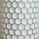 Modern Droplet Shaped Floor Vase Set Honeycomb Design, 3 Piece Metal Decorative Vases For Home Interior Display - Gold / White